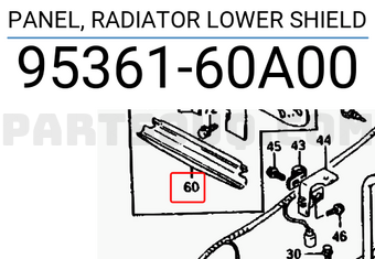 Suzuki 9536160A00 PANEL, RADIATOR LOWER SHIELD
