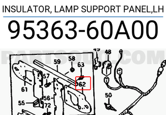 Suzuki 9536360A00 INSULATOR, LAMP SUPPORT PANEL,LH