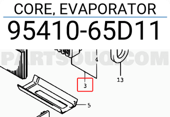Suzuki 9541065D11 CORE, EVAPORATOR