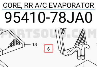 Suzuki 9541078JA0 CORE, RR A/C EVAPORATOR