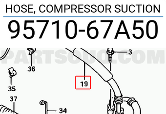 Suzuki 9571067A50 HOSE, COMPRESSOR SUCTION