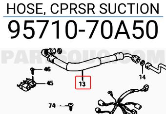 Suzuki 9571070A50 HOSE, CPRSR SUCTION