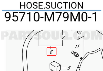Suzuki 95710M79M01 HOSE,SUCTION