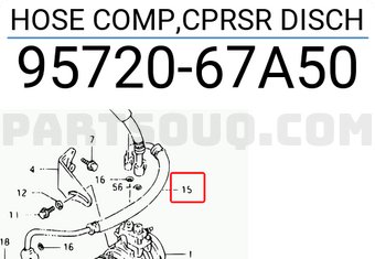 Suzuki 9572067A50 HOSE COMP,CPRSR DISCH