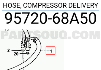 Suzuki 9572068A50 HOSE, COMPRESSOR DELIVERY