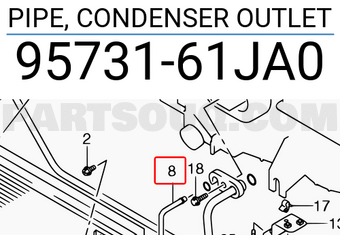 Suzuki 9573161JA0 PIPE, CONDENSER OUTLET