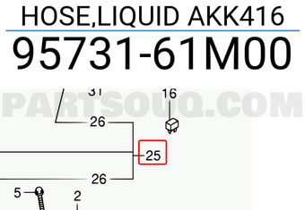 Suzuki 9573161M00 HOSE,LIQUID AKK416