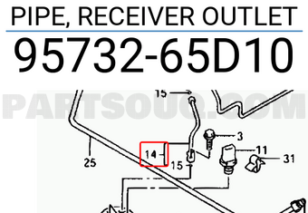 Suzuki 9573265D10 PIPE, RECEIVER OUTLET