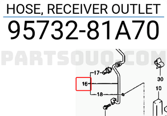 Suzuki 9573281A70 HOSE, RECEIVER OUTLET