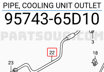 Suzuki 9574365D10 PIPE, COOLING UNIT OUTLET