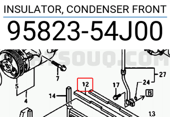 Suzuki 9582354J00 INSULATOR, CONDENSER FRONT