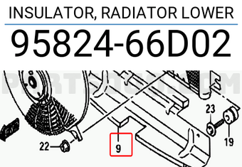 Suzuki 9582466D02 INSULATOR, RADIATOR LOWER