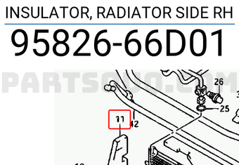 Suzuki 9582666D01 INSULATOR, RADIATOR SIDE RH