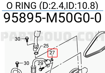 Suzuki 95895M50G00 O RING (D:2.4,ID:10.8)