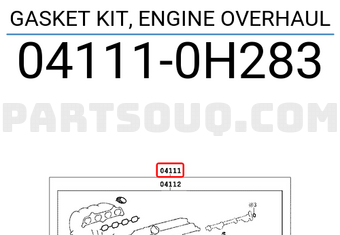 Toyota 041110H283 GASKET KIT, ENGINE OVERHAUL