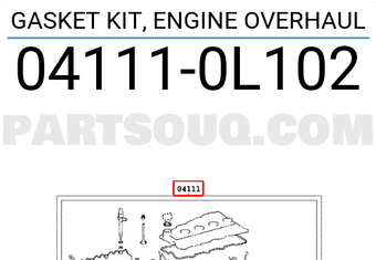 Toyota 041110L102 GASKET KIT, ENGINE OVERHAUL