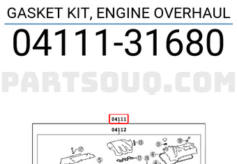 Toyota 0411131680 GASKET KIT, ENGINE OVERHAUL