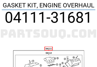Toyota 0411131681 GASKET KIT, ENGINE OVERHAUL