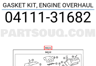 Toyota 0411131682 GASKET KIT, ENGINE OVERHAUL