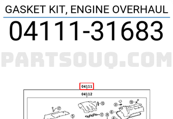 Toyota 0411131683 GASKET KIT, ENGINE OVERHAUL