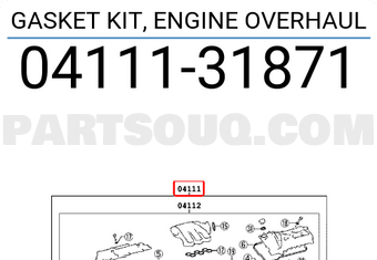 Toyota 0411131871 GASKET KIT, ENGINE OVERHAUL