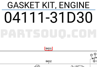 Toyota 0411131D30 GASKET KIT, ENGINE