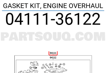 Toyota 0411136122 GASKET KIT, ENGINE OVERHAUL