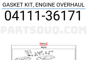 Toyota 0411136171 GASKET KIT, ENGINE OVERHAUL
