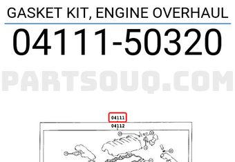 Toyota 0411150320 GASKET KIT, ENGINE OVERHAUL