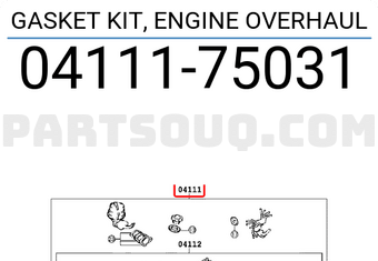 Toyota 0411175031 GASKET KIT, ENGINE OVERHAUL