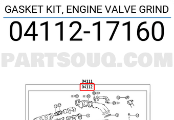 Toyota 0411217160 GASKET KIT, ENGINE VALVE GRIND