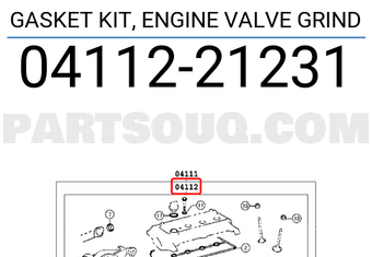 Toyota 0411221231 GASKET KIT, ENGINE VALVE GRIND
