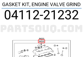 Toyota 0411221232 GASKET KIT, ENGINE VALVE GRIND
