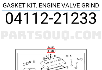 Toyota 0411221233 GASKET KIT, ENGINE VALVE GRIND