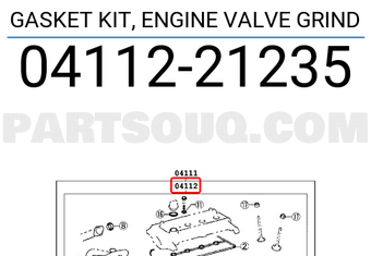 Toyota 0411221235 GASKET KIT, ENGINE VALVE GRIND