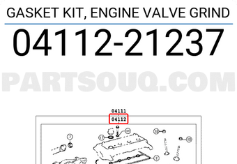 Toyota 0411221237 GASKET KIT, ENGINE VALVE GRIND