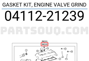 Toyota 0411221239 GASKET KIT, ENGINE VALVE GRIND