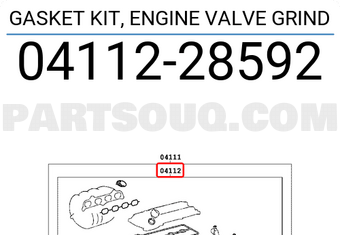 Toyota 0411228592 GASKET KIT, ENGINE VALVE GRIND