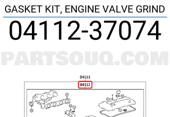 Toyota 0411237074 GASKET KIT, ENGINE VALVE GRIND