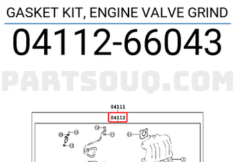 Toyota 0411266043 GASKET KIT, ENGINE VALVE GRIND