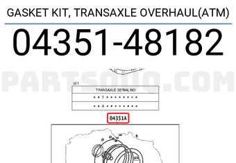 Toyota 0435148182 GASKET KIT, TRANSAXLE OVERHAUL(ATM)