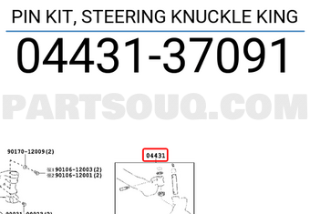 Toyota 0443137091 PIN KIT, STEERING KNUCKLE KING
