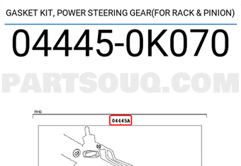 Toyota 044450K070 GASKET KIT, POWER STEERING GEAR(FOR RACK & PINION)