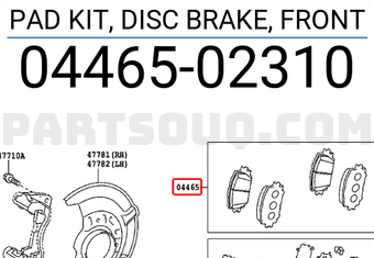 PAD KIT, DISC BRAKE, FRONT 0446502220 | Toyota Parts | PartSouq