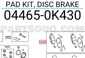 Toyota 044650K430 PAD KIT, DISC BRAKE
