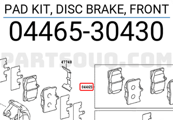 Toyota 0446530430 PAD KIT, DISC BRAKE, FRONT