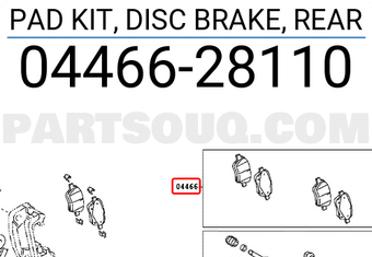 Toyota 0446628110 PAD KIT, DISC BRAKE, REAR