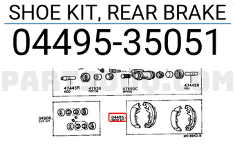 Toyota 0449535051 SHOE KIT, REAR BRAKE