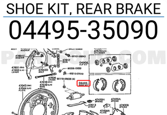 Toyota 0449535090 SHOE KIT, REAR BRAKE