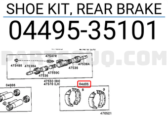 Toyota 0449535101 SHOE KIT, REAR BRAKE